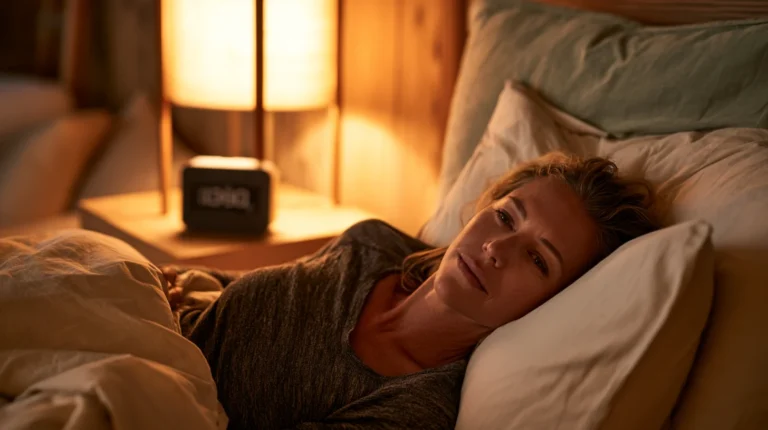 Woman awake at 3am with perimenopause sleep disruption