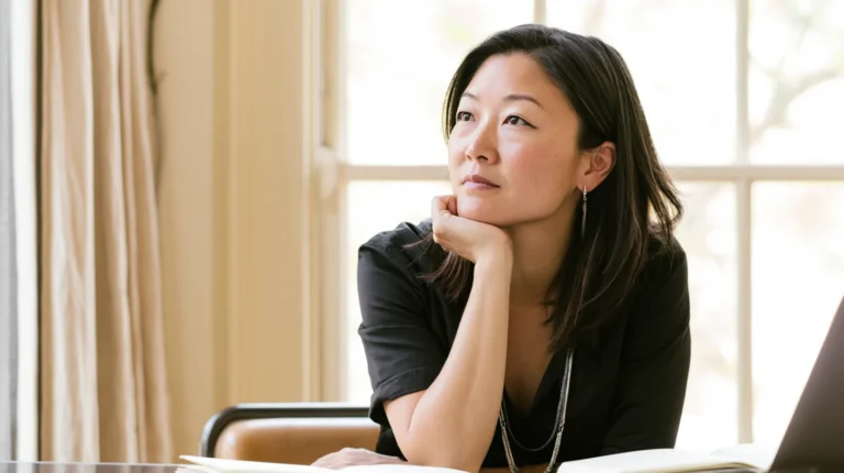 Woman experiencing perimenopause brain fog and losing a word mid-sentence