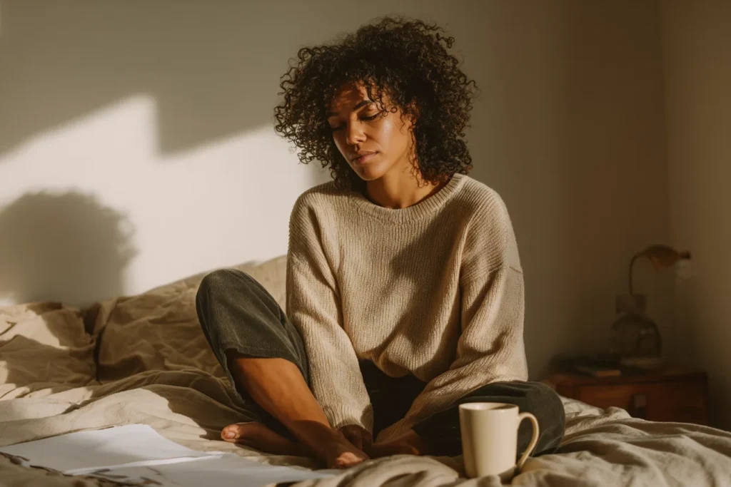 Woman facing the insurance coverage gap for perimenopause HRT