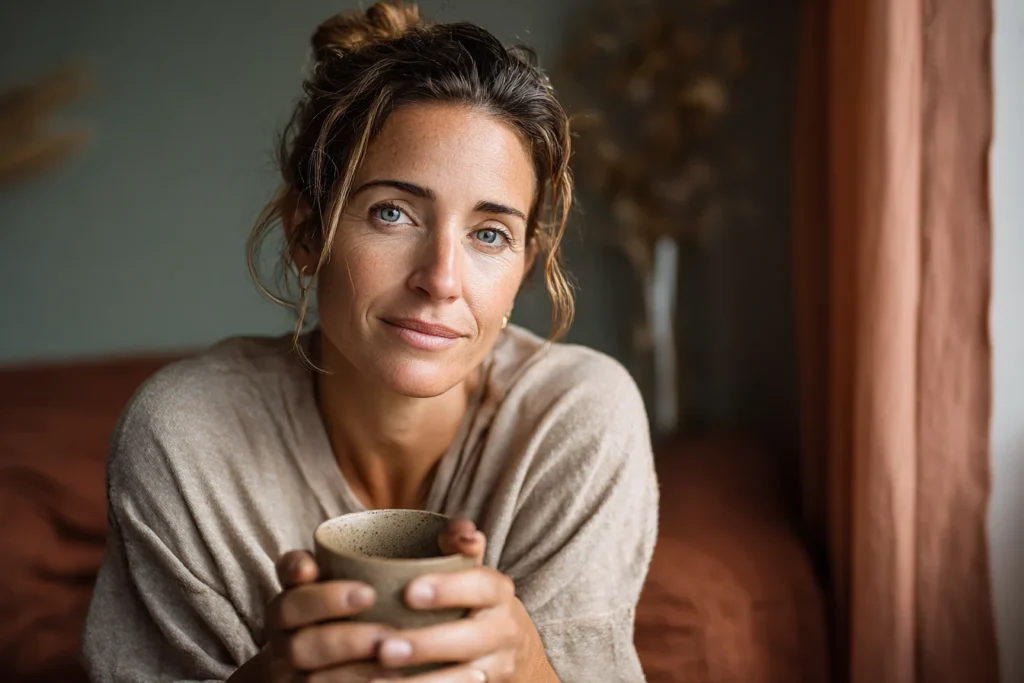 Woman feeling calmer and in control after finding a plan for perimenopause rage