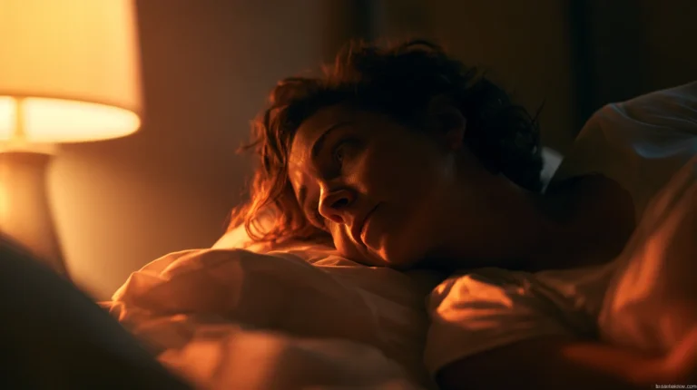 Woman awake at 3am experiencing perimenopause symptoms in her late 30s