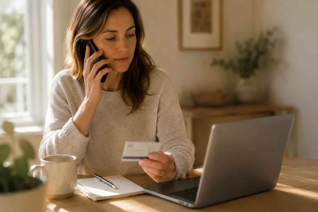 Insurance card in hand — checking coverage for Midi Health perimenopause visits