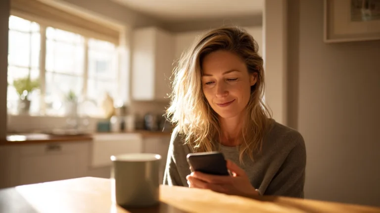 Woman checking Midi Health cost on her phone — perimenopause telehealth pricing 2026